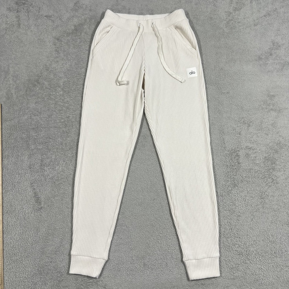Alo Yoga Muse Jogger Sweatpants Womens Small Ribbed Ivory